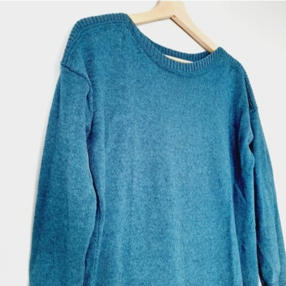 OLD NAVY Marled Sweater Knit Top High Low Hem 3/4 Sleeve Blue Sz S - Picture 7 of 13